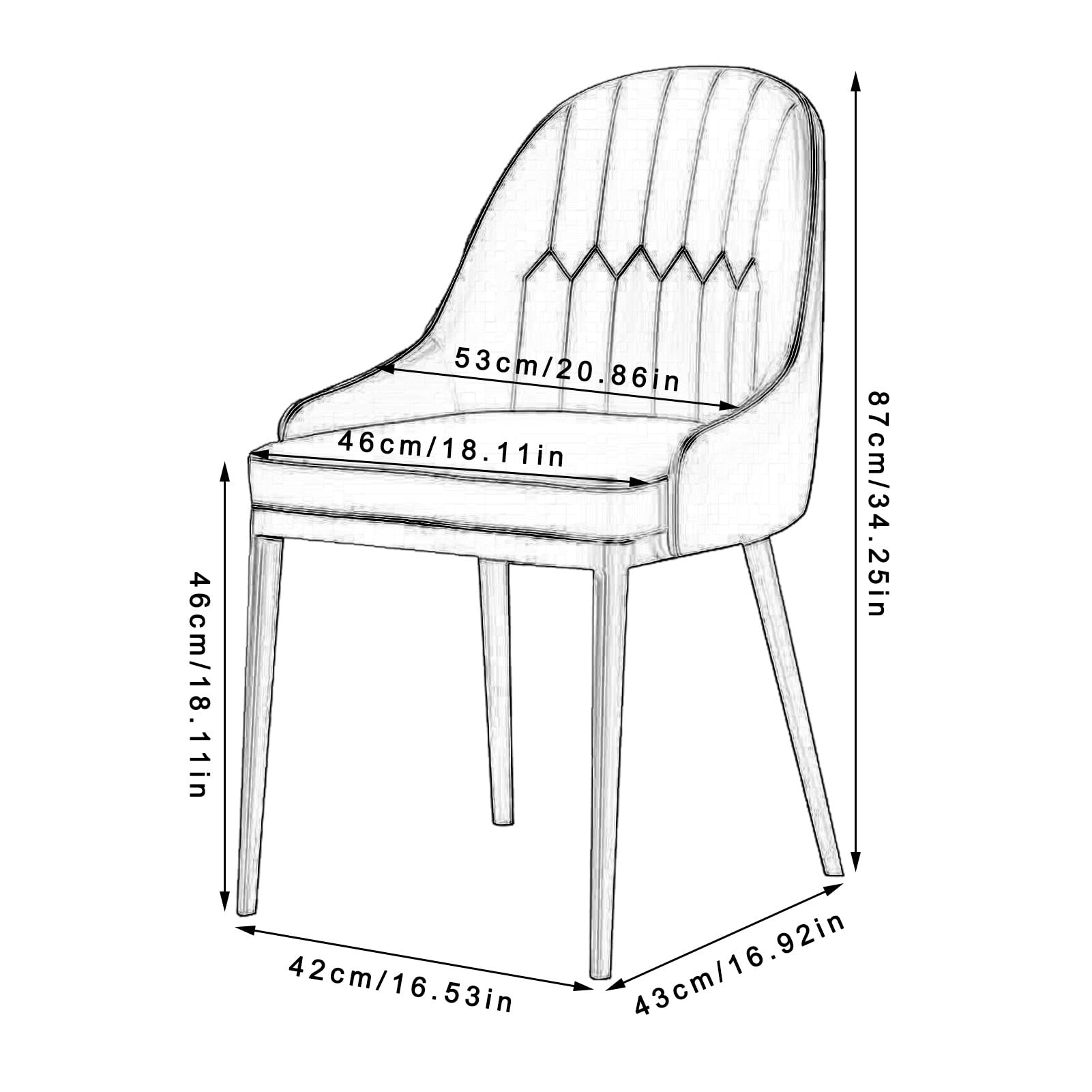 SJIALEN Modern Kitchen Dining Chairs Set of 2, Metal Legs Office Chair Leather High Back Padded Soft Seat Lounge Chair Kitchen Chair (Color : Orange, Size : 42x43x87cm)