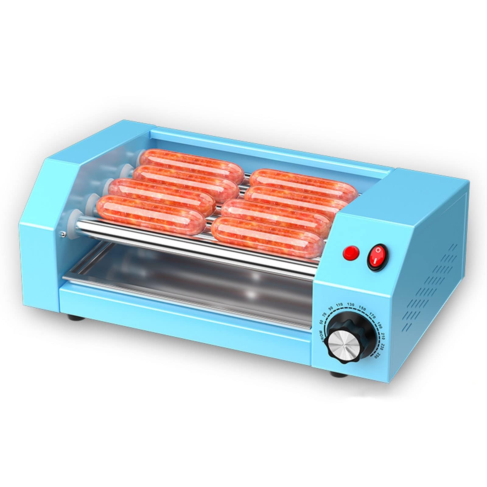 AYCDL Countertop Hot Dog Roller Machine, Sausage Grill Cooker W, 0-250 Temperature Control, Sausage Roasting Hot Dog Electric Cooker,Blue,Blue
