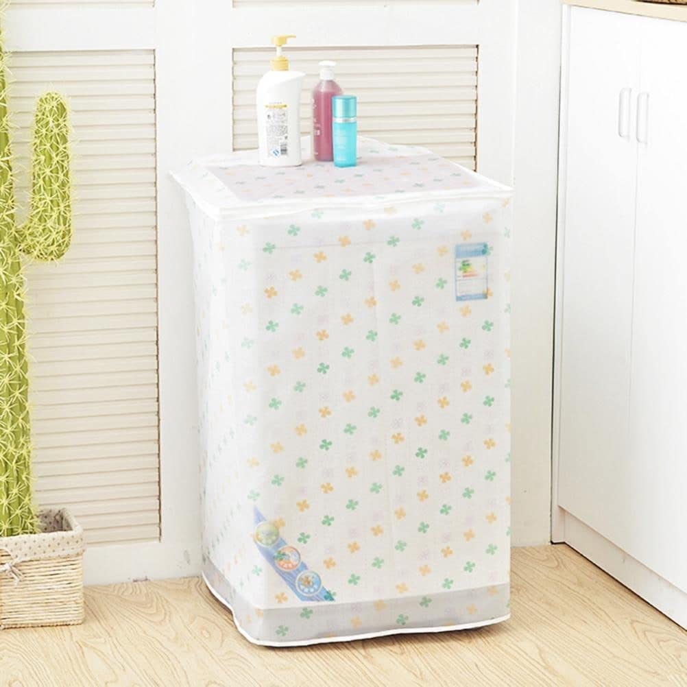 ARANKA Fully Automatic Top Load Washing Machine Cover compatible 100% Polyester Top Load Washing Machine Multi-function Dust Cover PVC Flocking Modern Embroidery Washing Machine Effective Dust Cover