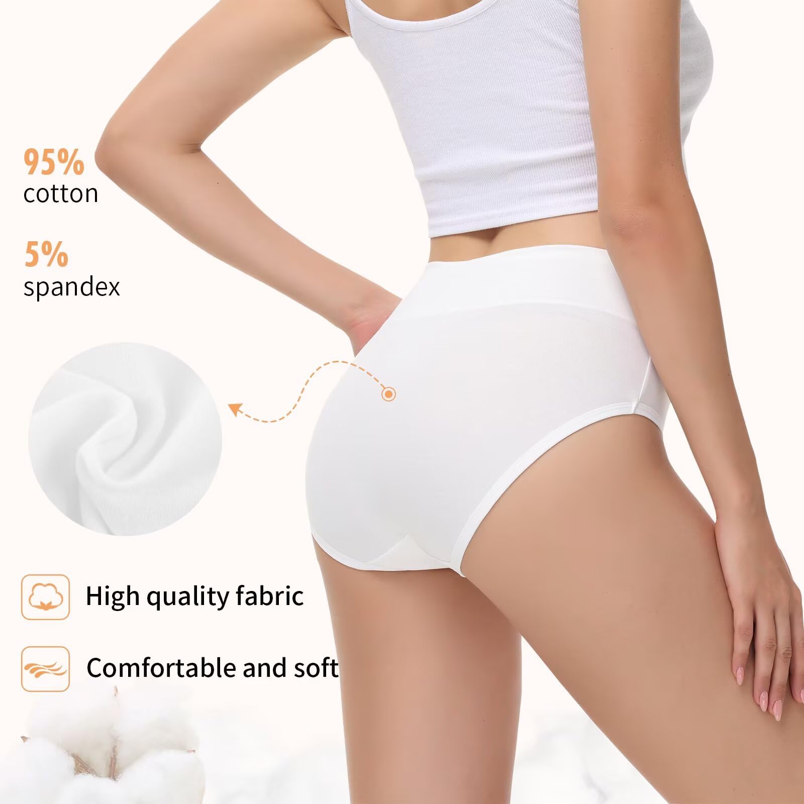 NUOZA Mutande Donna Cotone Vita Alta Slip Pacco da 5 Intimo Culotte Donna Mutandine Elastico Pancia Piatta Underwear