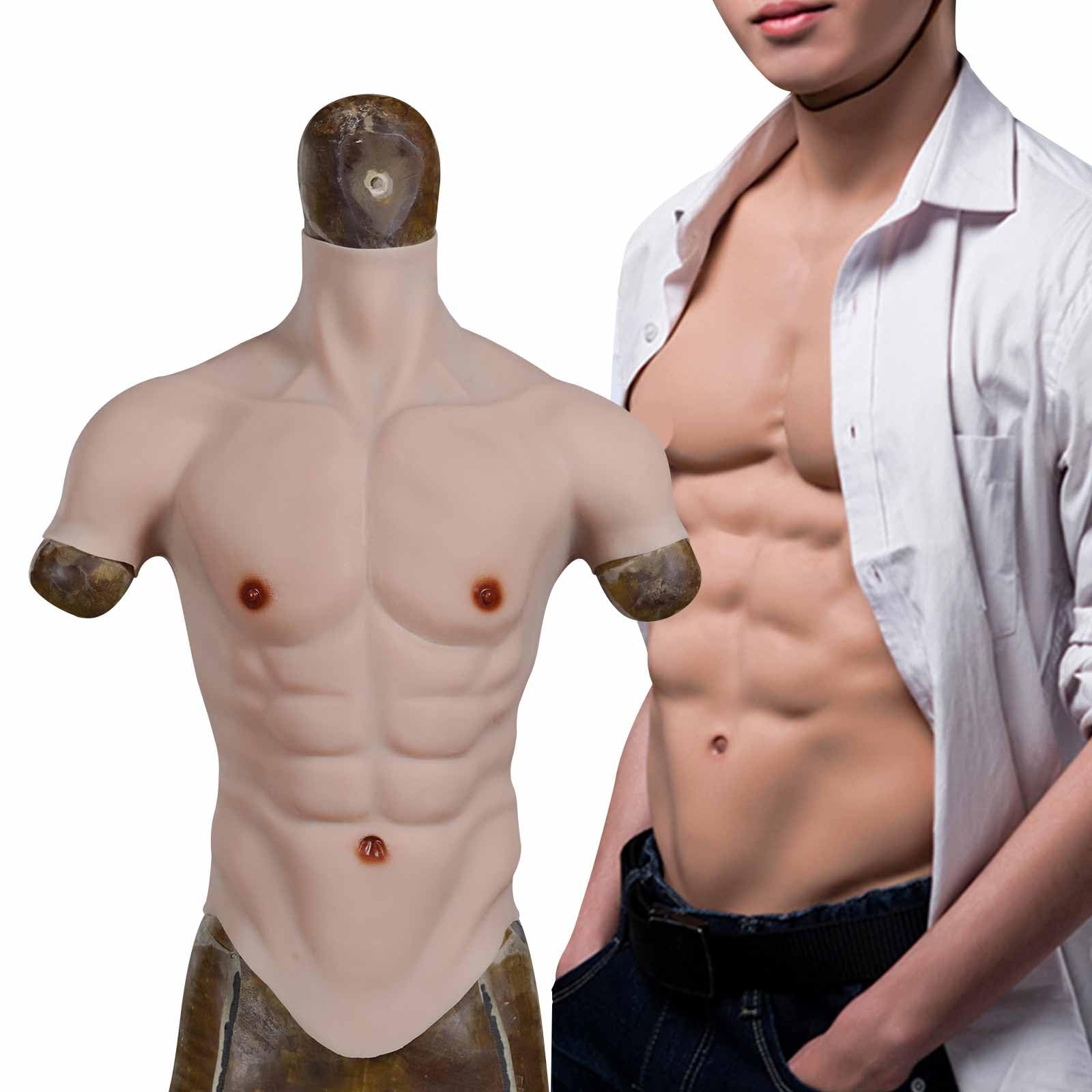 Realistyczny silikonowy kombinezon na klatkę piersiową do połowy ciała wysoki kołnierz sztuczne mięśnie na cosplay Halloween