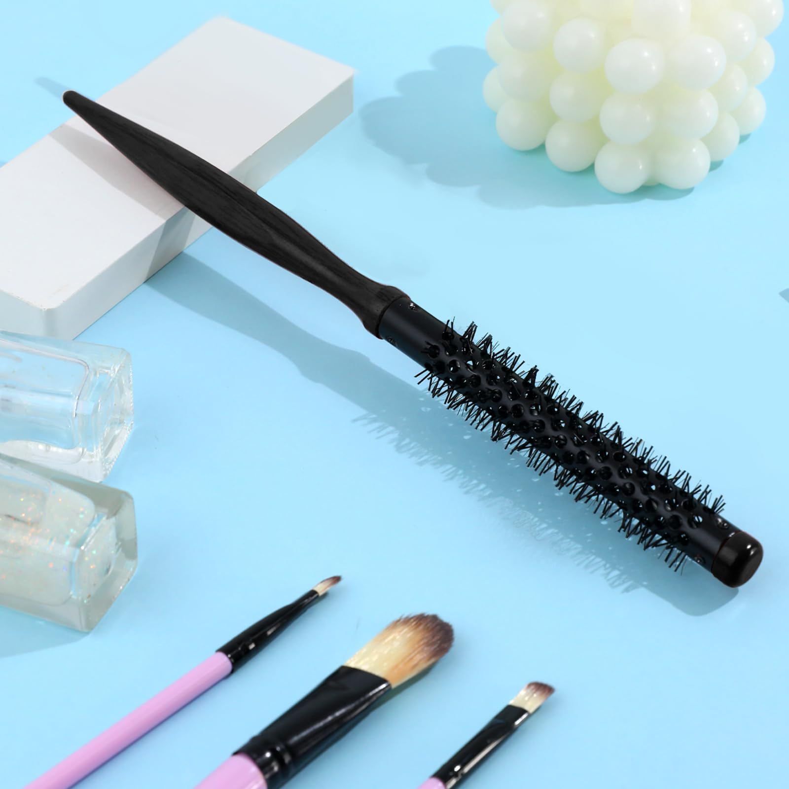Small Round Hair Brush, Mini Quiff Roller With Nylon Bristles for Styling Blow Drying Thin Short Curly Hair, Bangs Lifting - Image 2