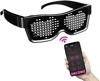 ACALEPH Customizable LED Light Up Glasses with Bluetooth for Parties,Festivals,Flashing Display