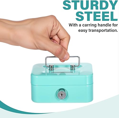 Miniatura 5 de cobee 4 cajas pequeñas de metal con cerradura de llave, organizadores de cajas de dinero para monedas, caja de ahorro de dinero de 4.5 x 3.7 x 2.2