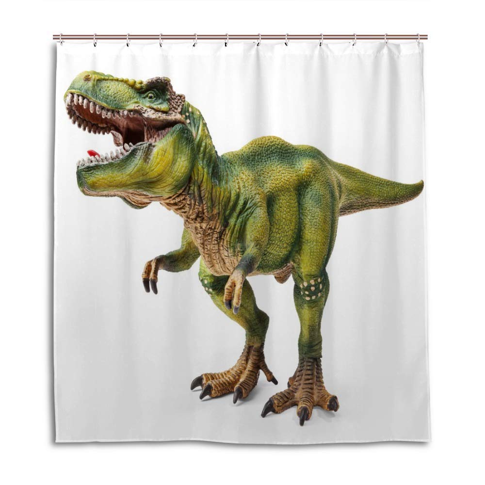 Rideau de douche en polyester vert avec crochets en C lavable en machine