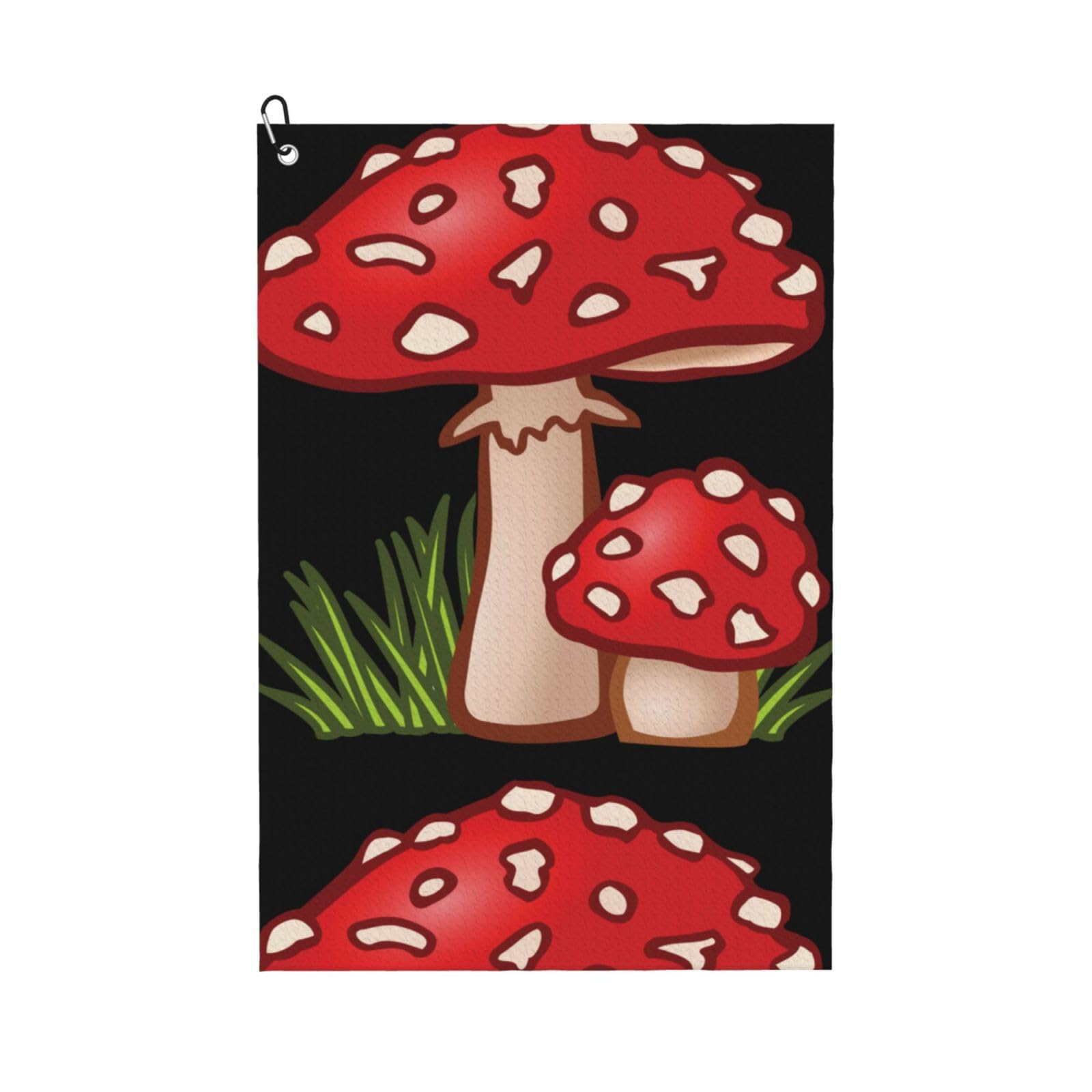 peiyeety Magic Mushrooms Microfiber Golf Towel with Carabiner Clip, 16x24 Inch Absorbent Waffle Weave Towel for Golf Bags