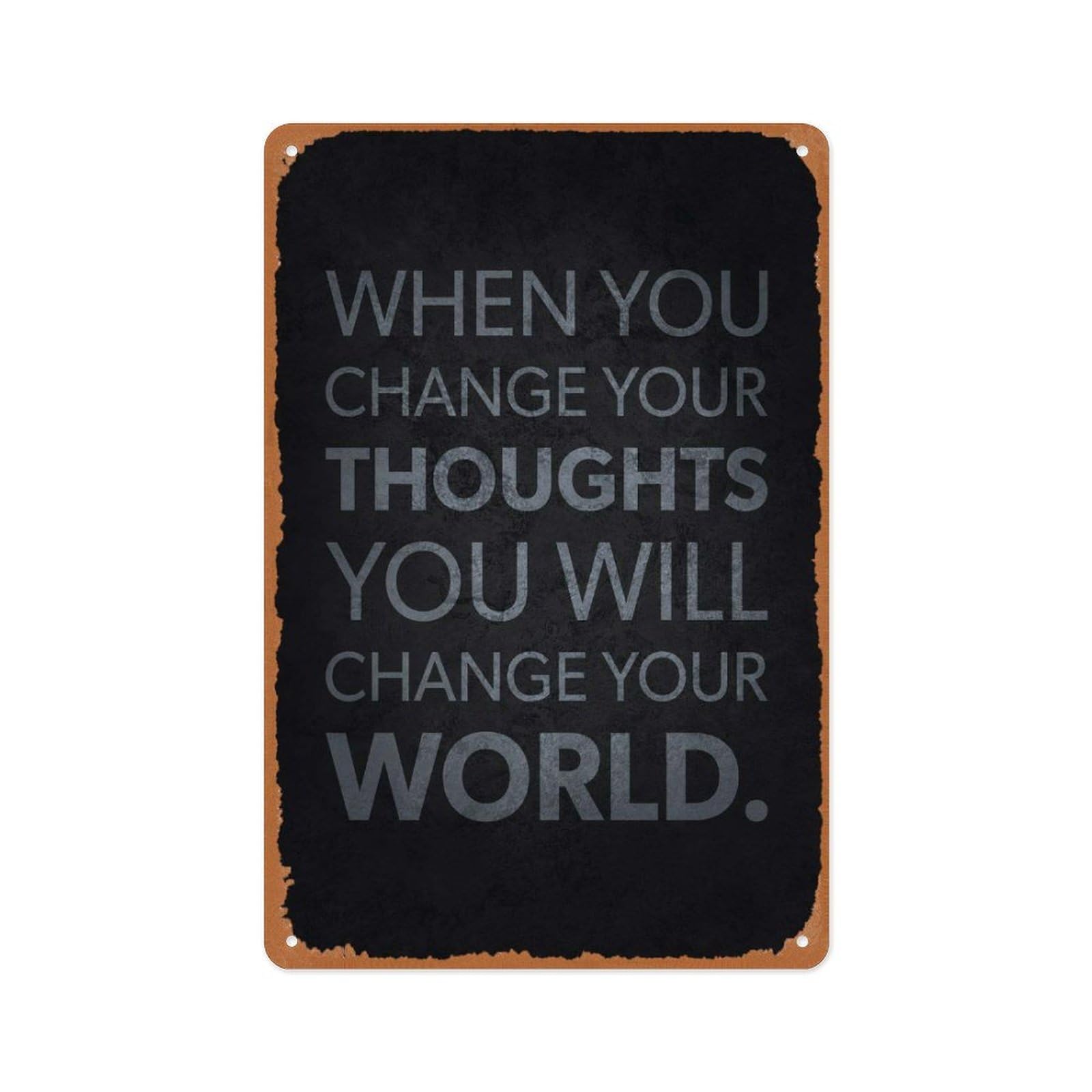 peiyeety Gym Motivation Change Your Thoughts Poster 8x12 Inch Retro Vintage Metal Sign Home Man Cave Art