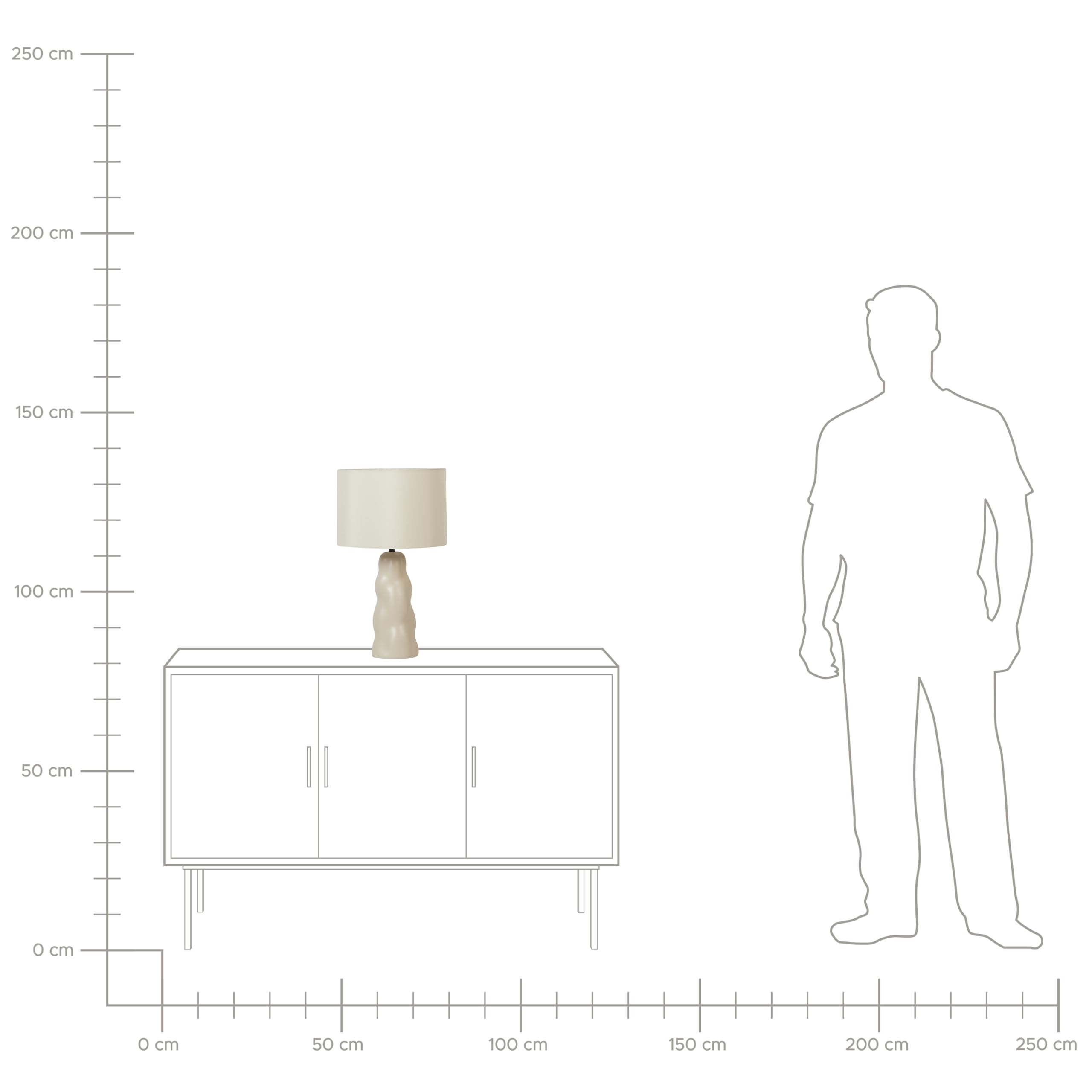 Beliani Tischlampe Keramik Vasenfuß beige Stoffschirm Trommelform mit Schalter Vilar