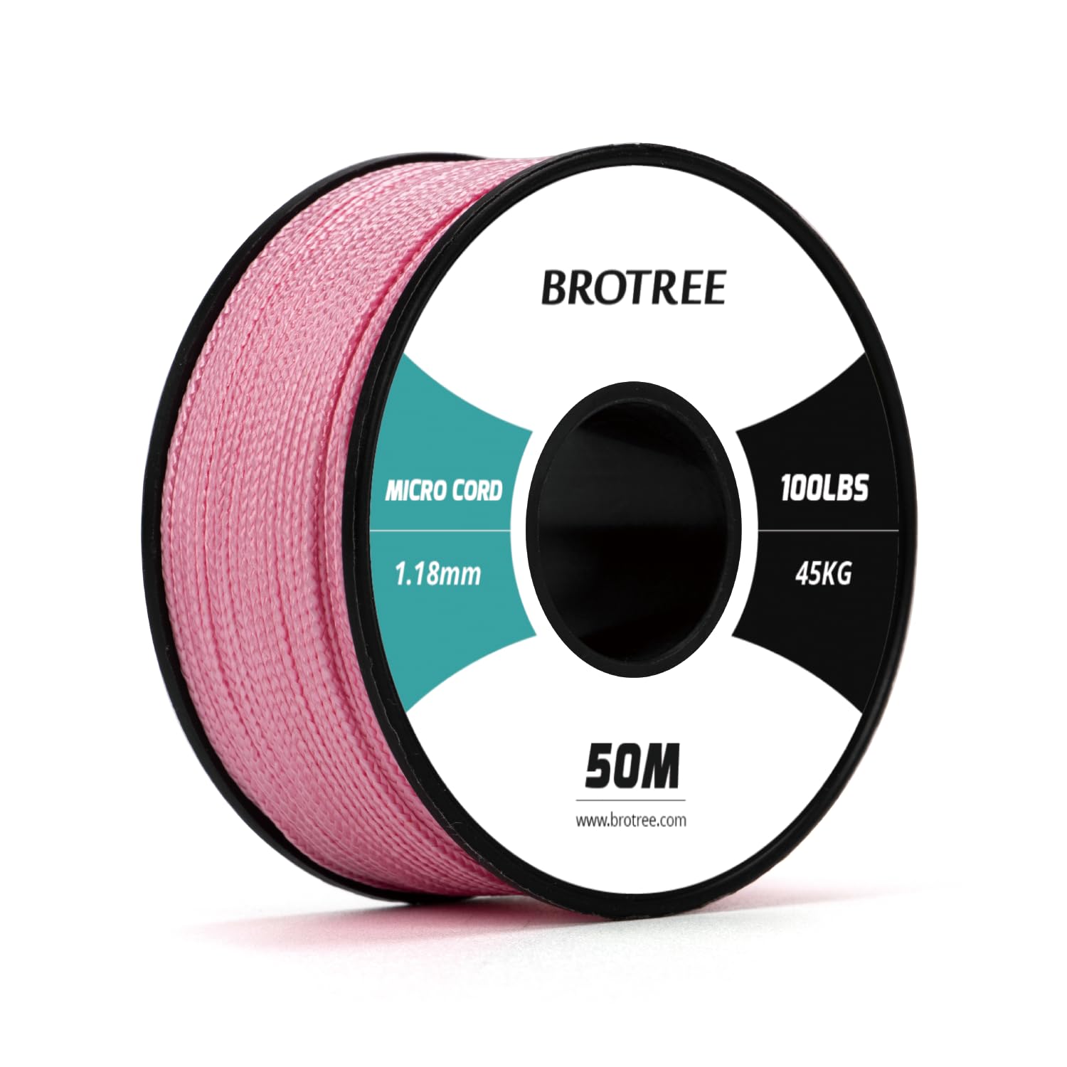 Brotree Micro Cord 1.18mm Paracord 50M Thin Braided Rope for Bracelet, Crafting and DIY - 45kg Breaking Load (Rose Pink)