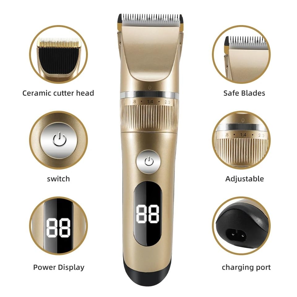 Tondeuse à cheveux pour hommes rechargeable or avec écran LED lavable - 2