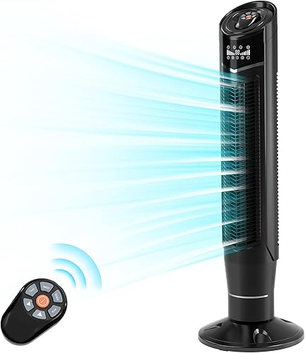 R.W.FLAME Ventilador de torre, ventilador oscilante de 360, enfriamiento silencioso, portátil, sin aspas, ventilador de piso con control remoto, 8 disponible en Yaxa Peru