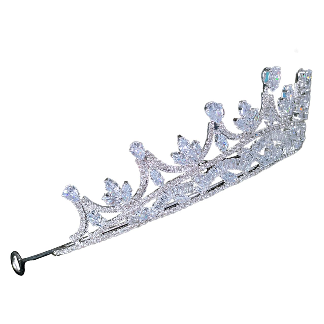 Zirkon Brautkrone Haarreif Damen Kronenstirnband Leicht Formstabil für Hochzeit Party Mädchen Haaraccessoire