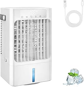 Mobile Air Conditioning Mini, Portable Air Cooler Fan with 900 ml Water Tank, 3-in-1 Personal Table Cooling Fan with Water Mist Cooling, Quiet Portable AC with 3 Modes, Air Conditioner for Home Office