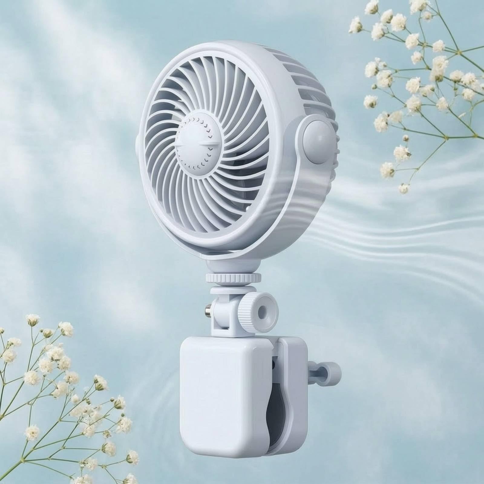 KESOTO Ventilador para Cochecito Bebé Ventilador de Carrito Ventilador de Pinza Ventilador Portátil con Dirección Precisa del Viento Rotación 720 Grados, Azul