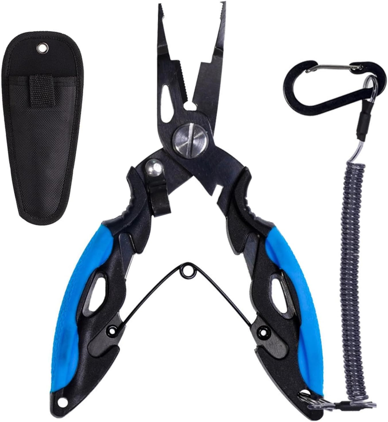 Titanium Coated Micro Fishing Pliers Precision Split Ring Pliers for Ultralight Fishing with Storage Pouch & Lanyard Orange