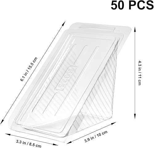 Miniatura 3 de DOITOOL Sandwich Triangle Case 150PCS Plastic Sandwich Container Caja de embalaje desechable para sándwiches, recipientes de sándwich de triángulo