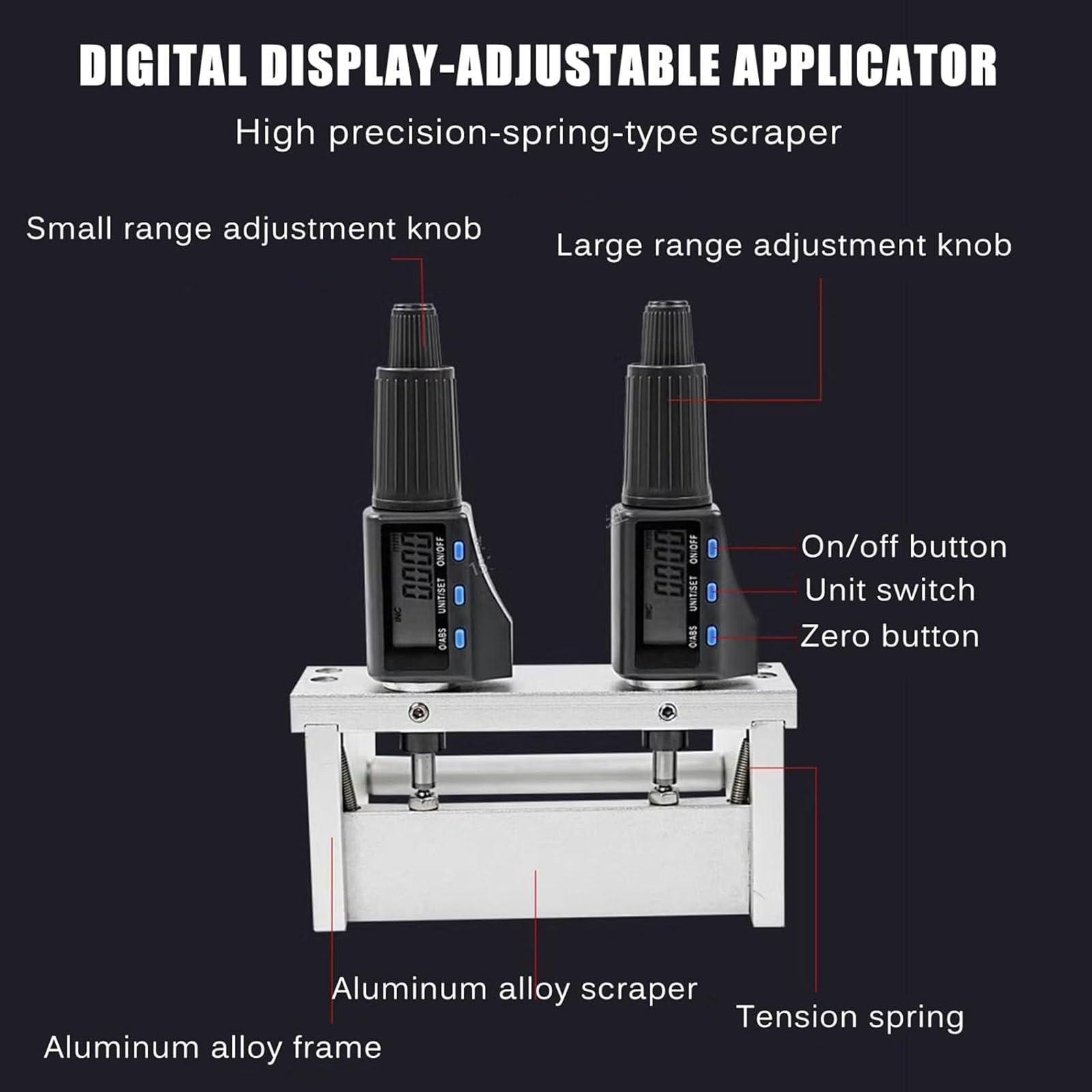 Aplicador de revestimiento de película ajustable, pantalla digital, ajuste de micrómetro de rango de 1 a 6000 μm, graduación de 1 μm para laboratorio, impresión, pintura y recubrimientos