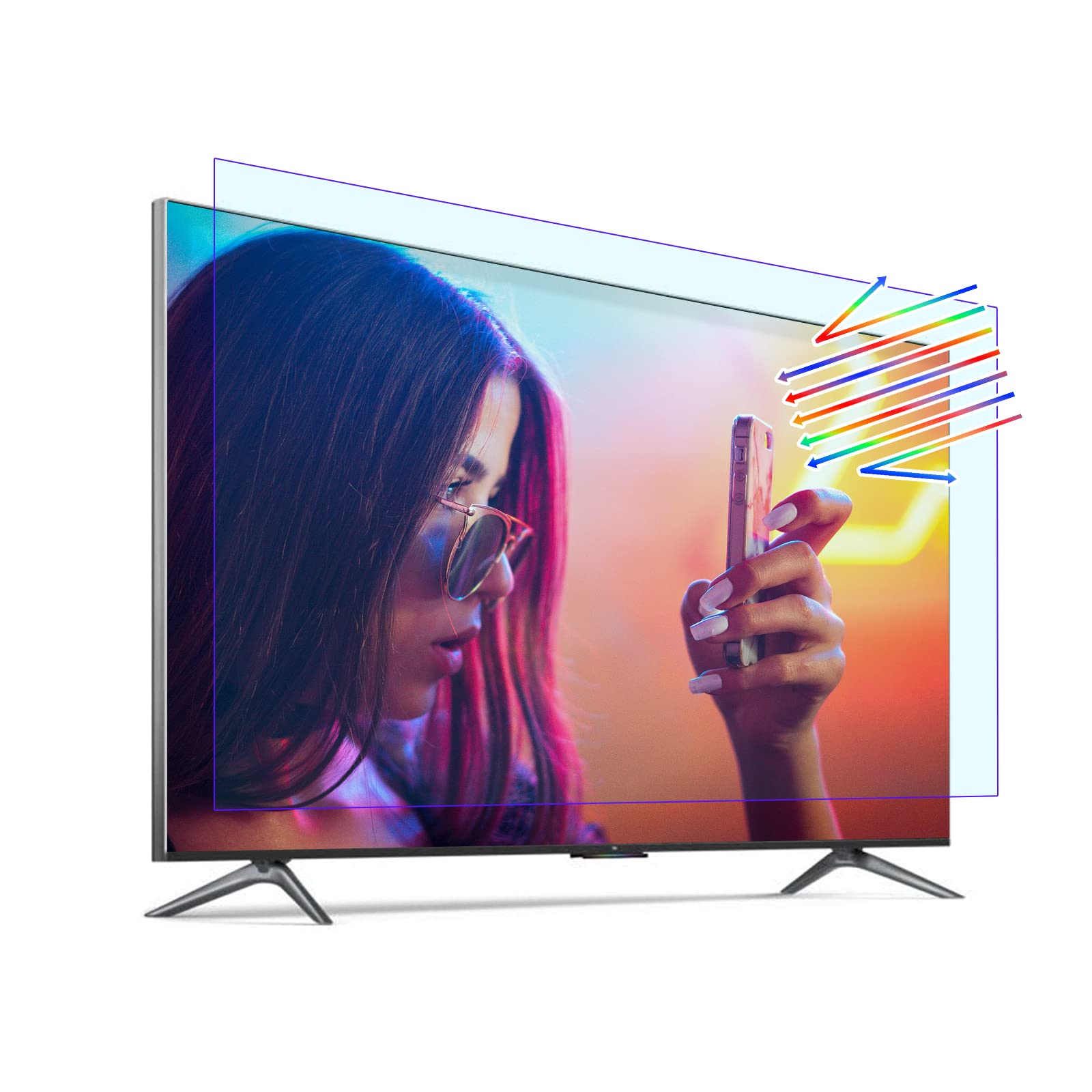 TYRHMY Anti Blue Light 65 Inch Anti Glare TV Screen Protector, Eye Protection Screen Filter,Matte Frosted Soft Anti Glare Film for 65 Inch Screen Glare reduction