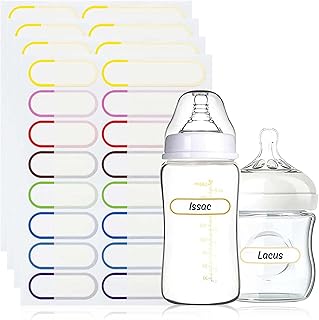 64 PCS Waterproof Name Labels for Kids, Colourful Name Stickers for Baby Water Bottle Labels for Daycare, School Stuff, Self Laminating, Name Tags, Dishwasher Safe