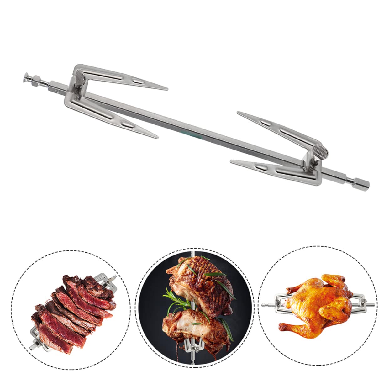 GALPADA Forchette Rotanti in Inossidabile per Arrosto 2 Pezzi Accessori per Friggitrice ad Aria e Barbecue 25Cm Facili da Compatibili Maggior Parte dei