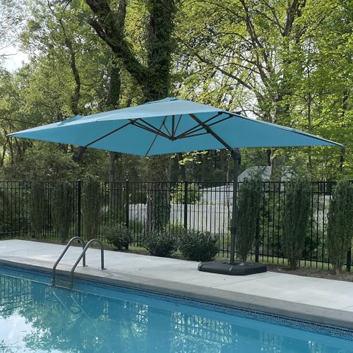 Image of PURPLE LEAF Poolside Shade Umbrella 8' x 8' Low Seating Areas Turquoise