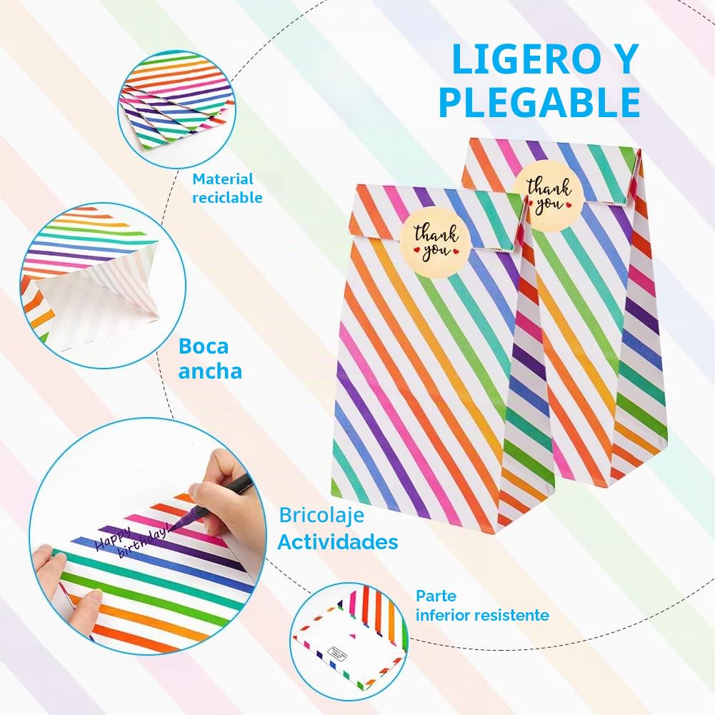 Flintronic 25PCS Bolsa de Regalo, Bolsa de Papel Cortada, con Lindas Pegatinas, Bolsas de Fiesta para Fiestas Infantiles, Cumpleaños, Navidad
