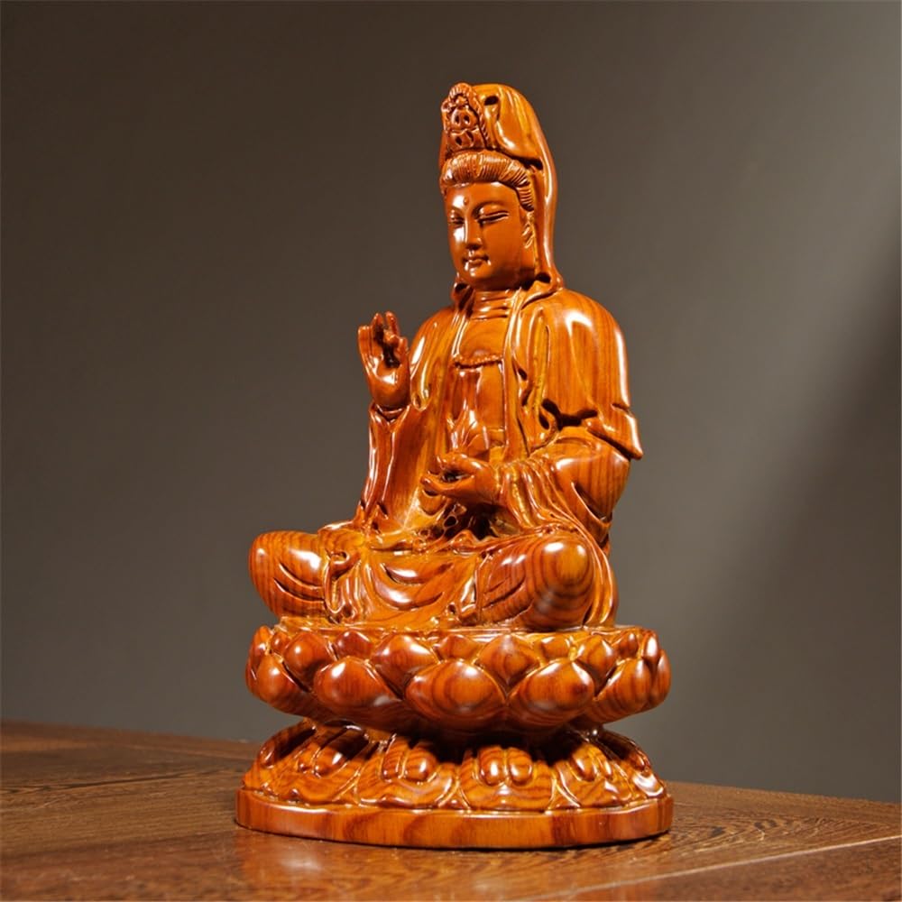 Figuras de Budas Estatua de Buda Tallada en Madera de peral, decoración for el hogar, Sala de Estar, Empresa, decoración Feng Shui. Budas Decorativos(Grande)