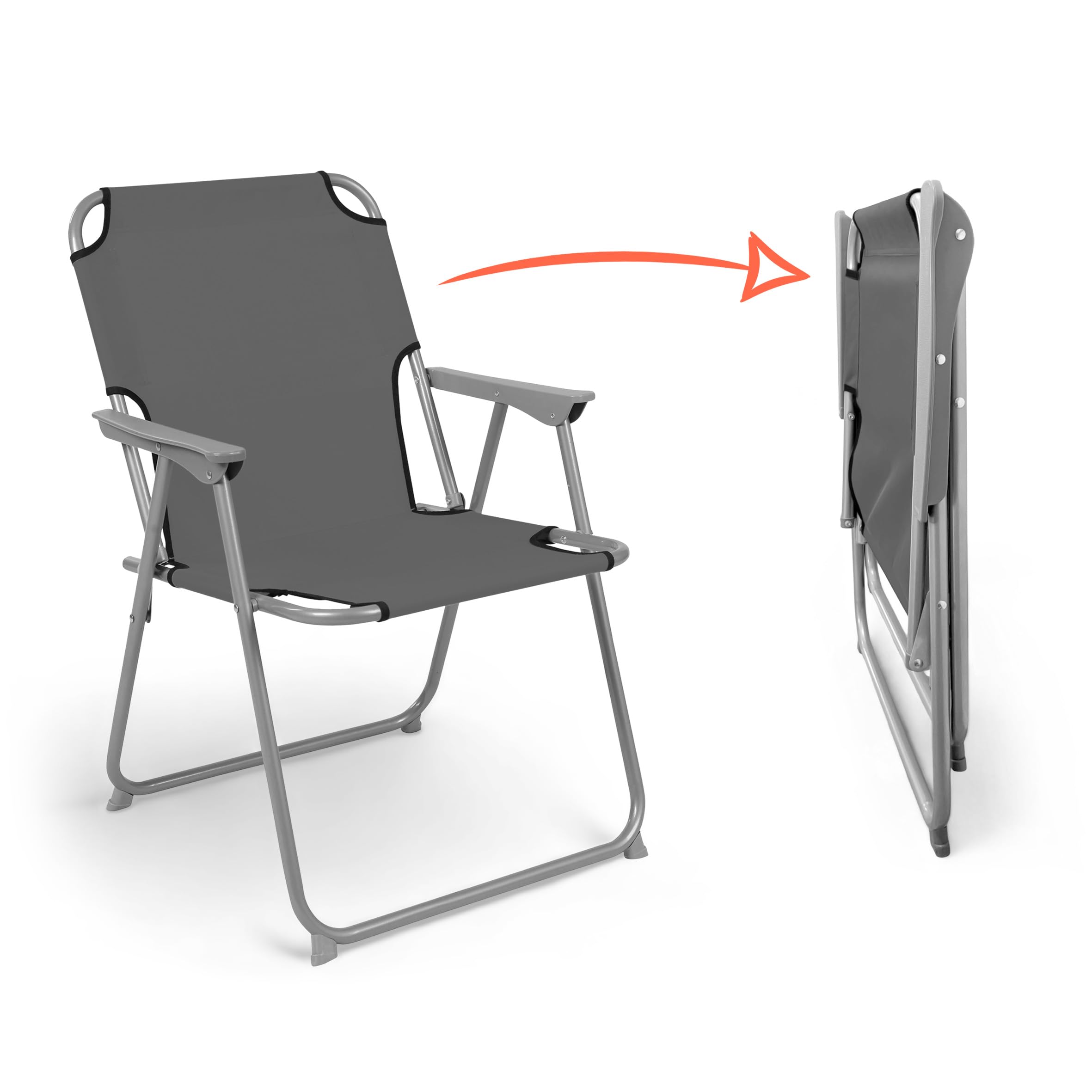 Spetebo Camping Klappstuhl grau belastbar bis 120 kg - 2er Set - Klassischer Campingstuhl klappbar - Gartenstuhl Angelstuhl Faltstuhl Campingsessel klassisch für Garten Reise Festival