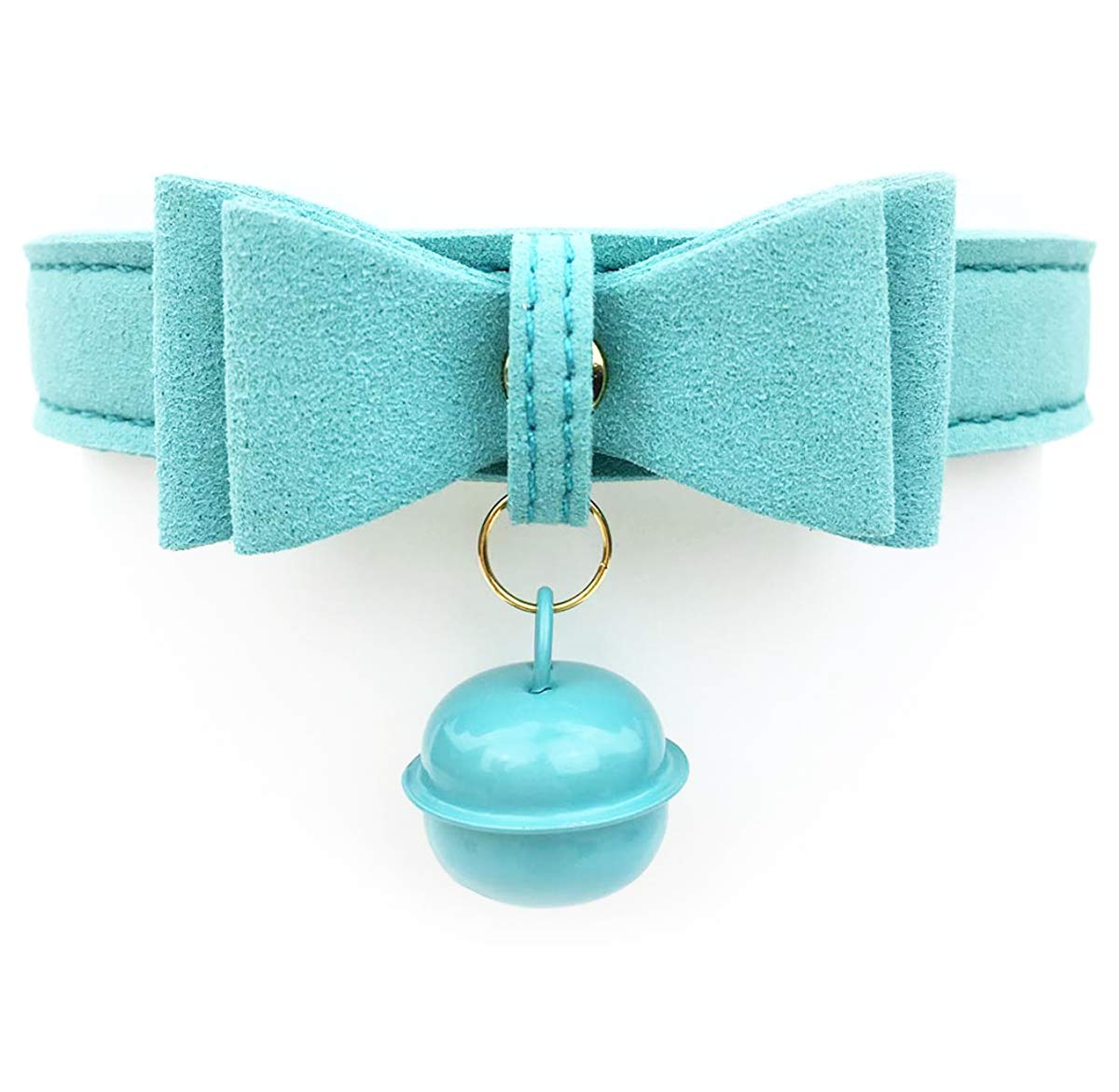 LEWECEEO Women Heart Lock Collar Necklace Choker with Bell Bow Cosplay Necklace: Blue