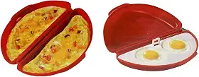 Cozedor de ovos de micro-ondas para sanduíches e omeletes – Pochê de ovo de micro-ondas sem BPA, máquina de ovos fritos, omelete e panela de ovo mexido – Máquina de café da manhã com 2 peças