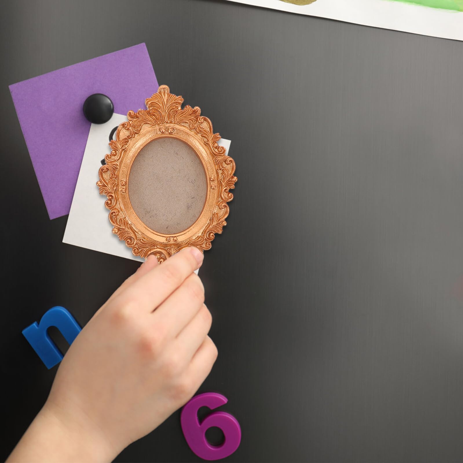 Healifty 5 Stück Kühlschrankmagnete mit Ovalen und Rechteckigen Bilderrahmen Goldene Magnetische Fotorahmen mit Muschel und Trockenblumen Dekor für Reisesouvenirs