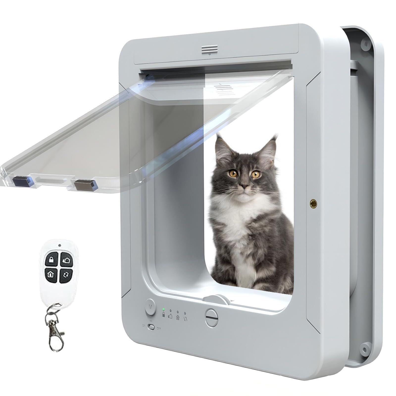 Porta intelligente per gatti con microchip e telecomando