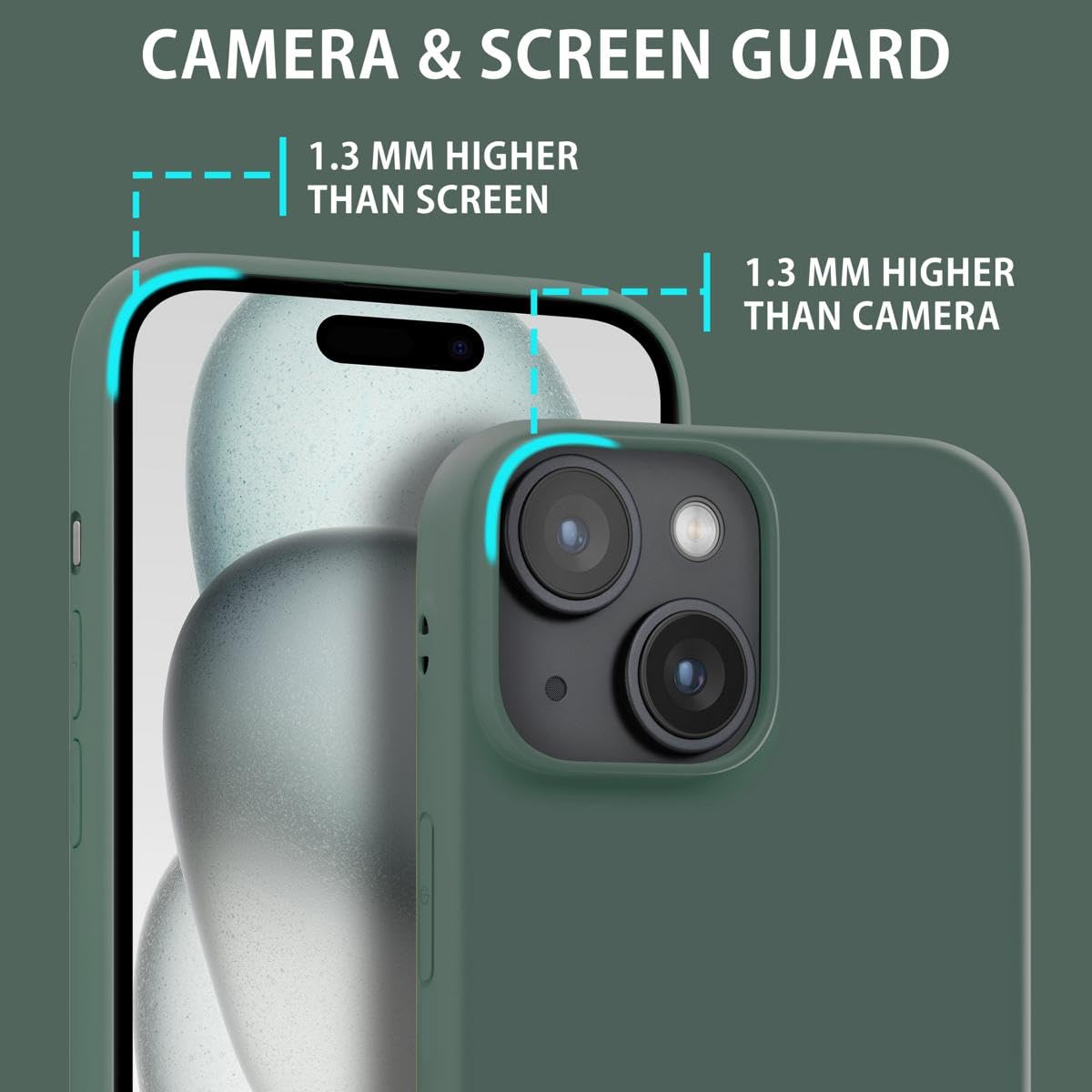 Cover per iPhone 15 flessibile opaca fotocamera protetta - verde - Italiano