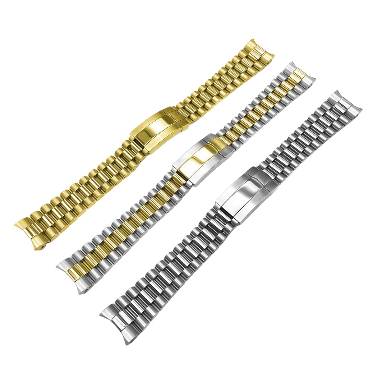 Cinturino Orologio Metallo Banda Ricambio Fibbia Nascosta 20mm 21mm Bracciale Maglie Massiccio per Rolex GMT - Master II - Argento + Oro 20mm