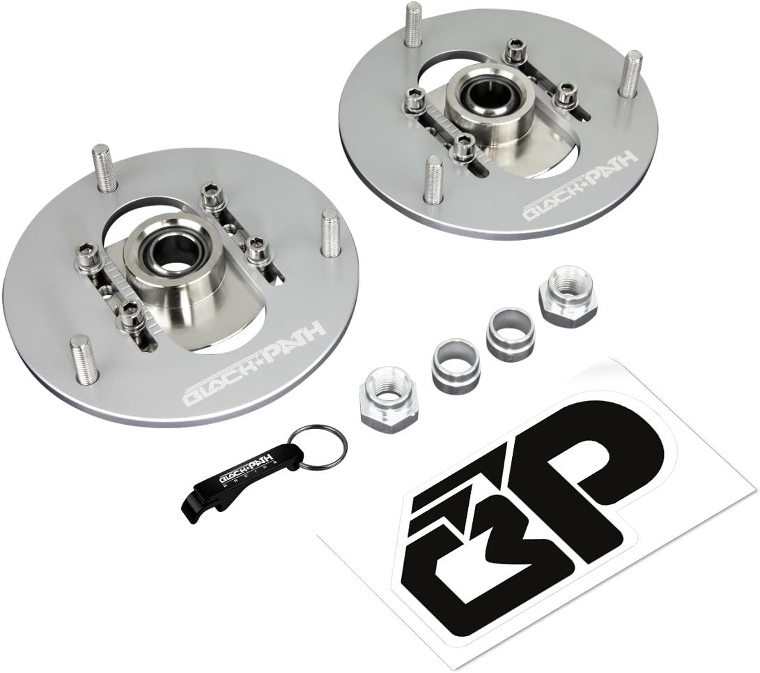BlackPath - Fits 1984-1987 Toyota Corolla Adjustable Front Chamber Plates AE86 Caster Plates (Polished) T6 Billet