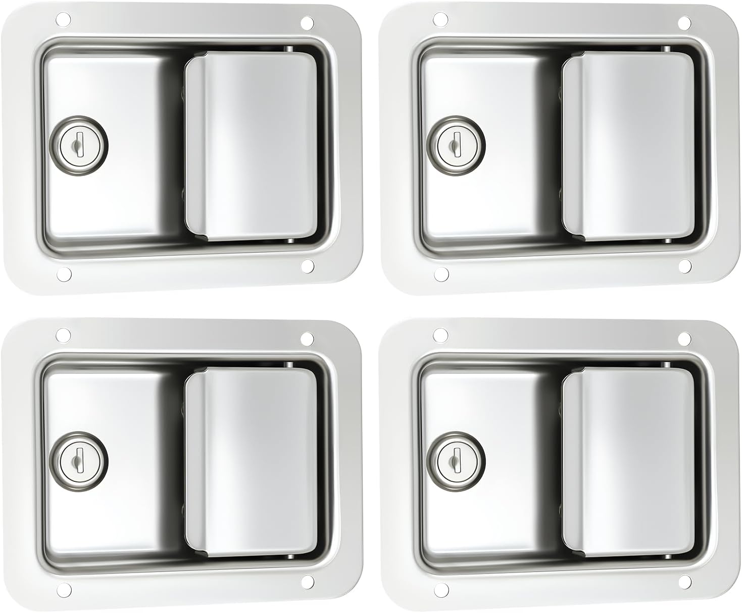 4-Pack Stainless Steel Toolbox Latches with 2 Keys Each, Heavy Duty Door Locks for Trucks, Cars, Vans & Storage Boxes, Waterproof Gasket, Easy Installation
