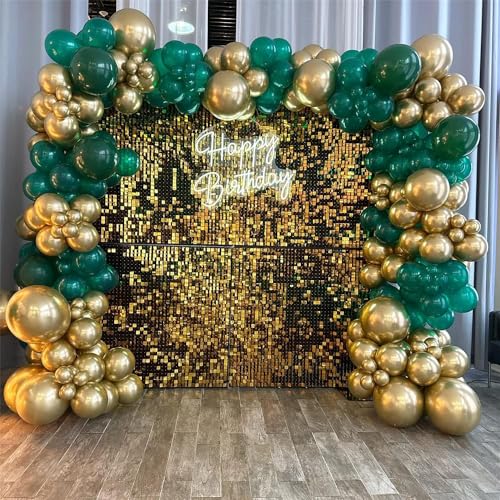 Image of Green and Gold Balloon Arch Kit, 140Pcs Emerald Forest Hunter Dark Green Metallic Gold Balloon Garland Kit for Wedding, Engagements, Birthday, Baby Shower, Anniversary Party Decorations