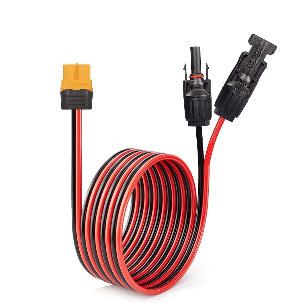Solar Connector to XT60 Cable 10AWG 6FT Charge Extension Adapter Cable for Solar Panel to Battery RV Portable Power Station Generator (6FT 10AWG)