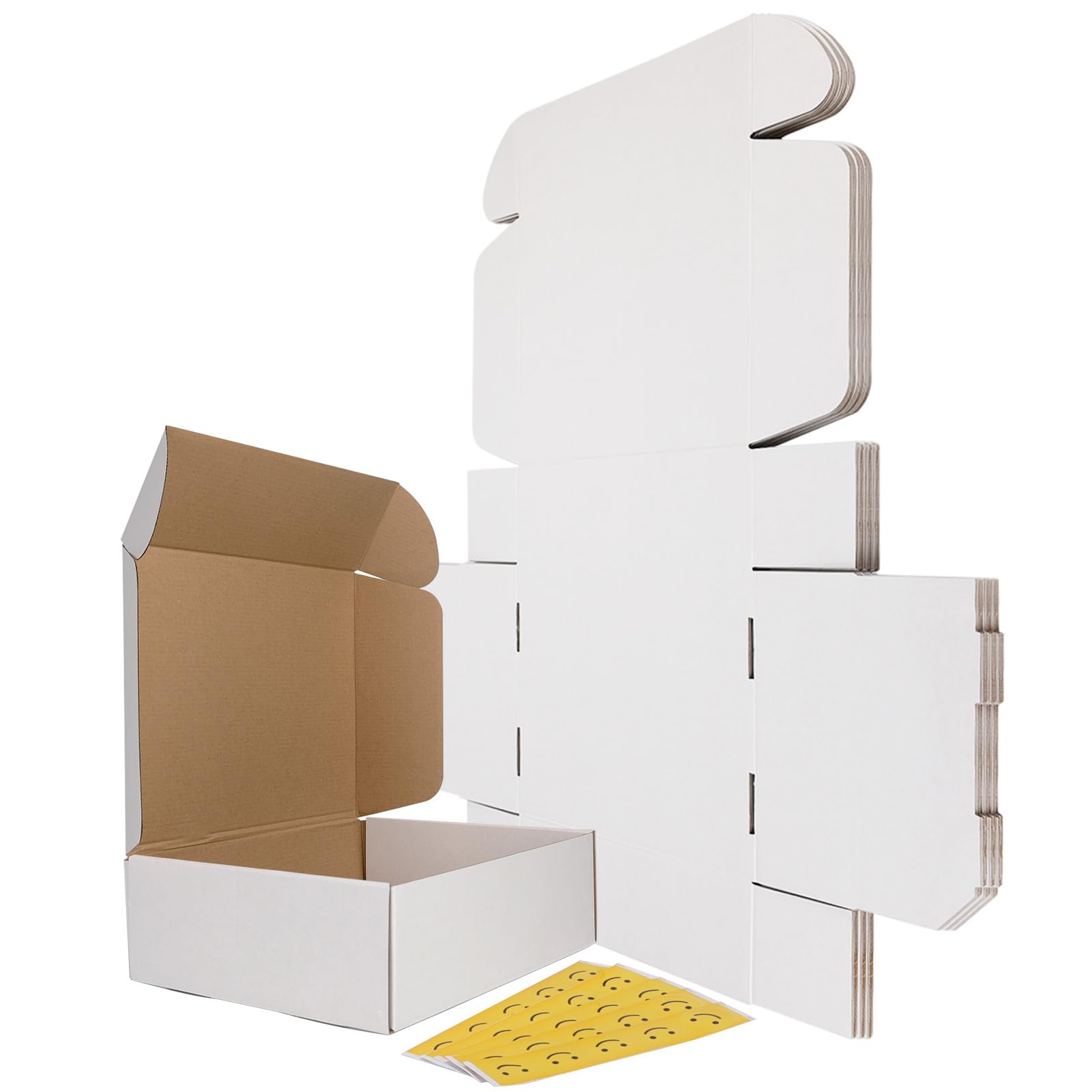 RLAVBL 13x10x4 Shipping Boxes Set of 15, White Corrugated Cardboard Mailer Box for Packing, Mailing, Business
