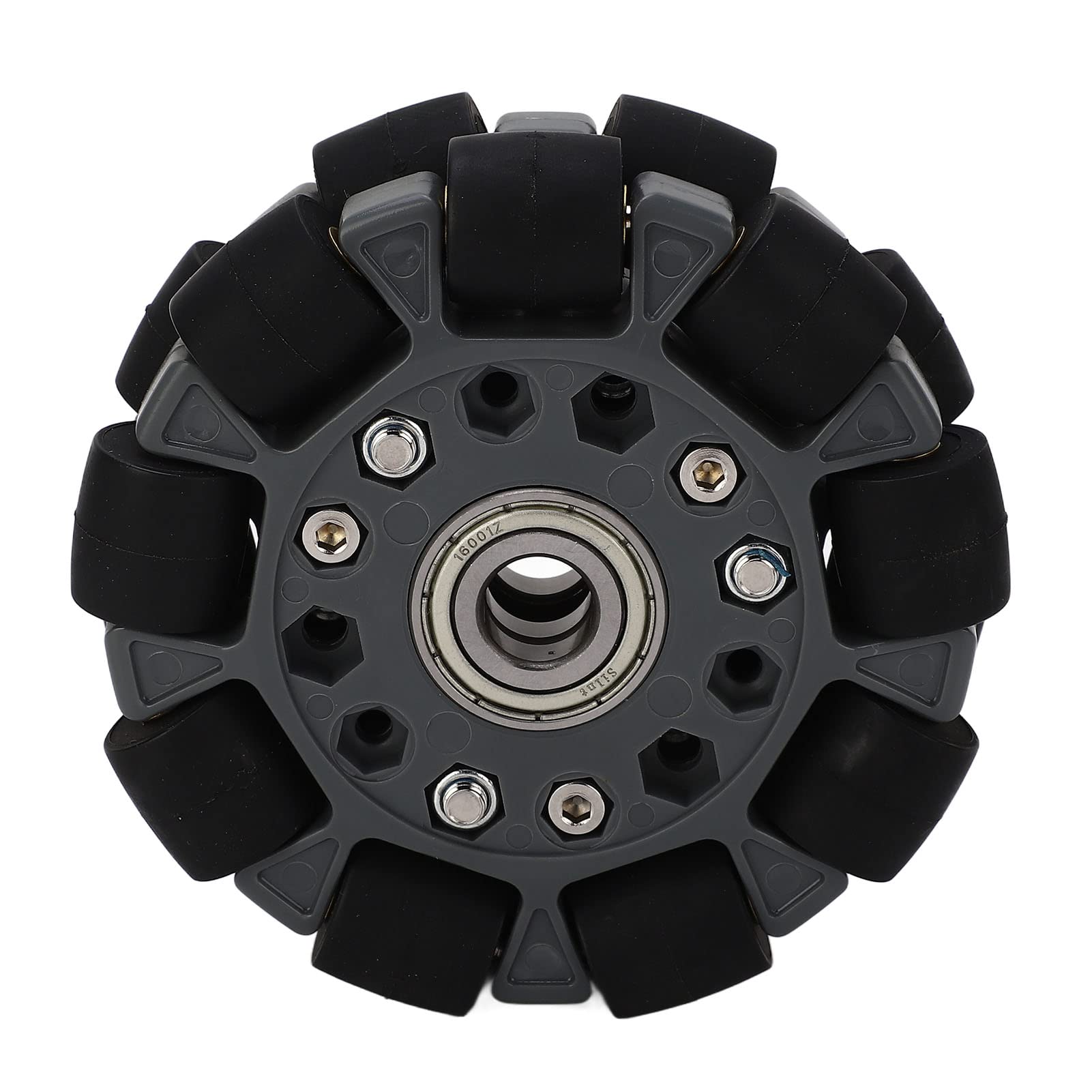 Rueda omnidireccional para robot de 100 mm, resistente, de nailon, caucho y latón, con rotación de 360 ​​grados y cojinete central, ideal para coches robot y proyectos de b