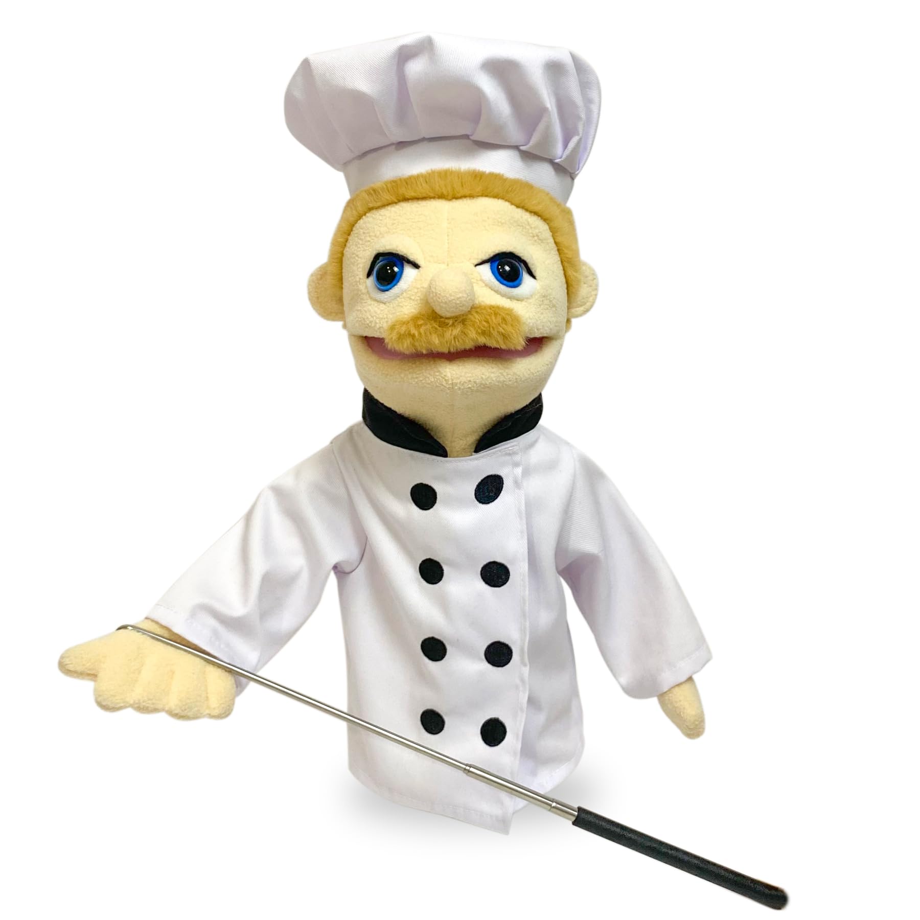 16" Puppets Entriloquist Puppet,Hand Puppets for Kids Plush Chef Puppets for Adults with Removable Mouth Puppet for Kids Ages 4-8，Hand Puppet for Adults with Scalable Puppet Control Rod