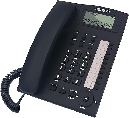 Teléfono fijo con cable, interfaz doble, teléfono con cable con identificación de llamadas LED, altavoz, teléfono de pared, marcación de un solo