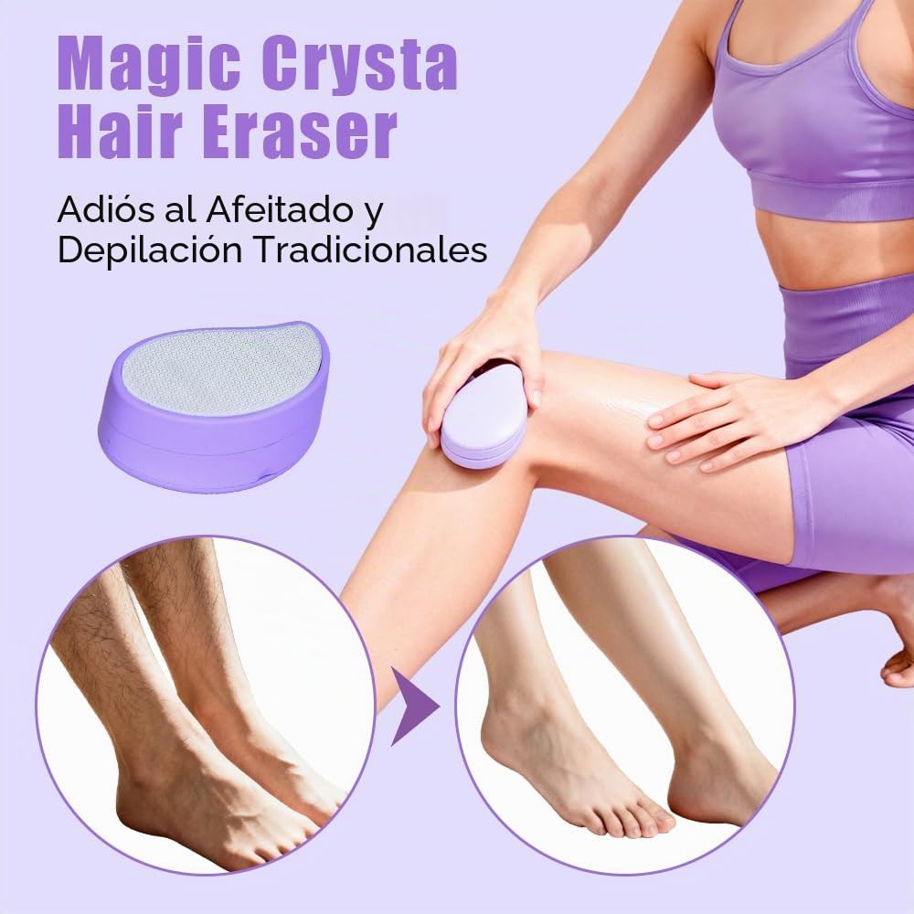 Exfoliante compacto 2 en 1 para depilación y pies, herramienta de cristal nanocristalino para una piel suave y rápida + lima de pies de microcuchillas de 195, sin desorden, ideal para gimnasio y
