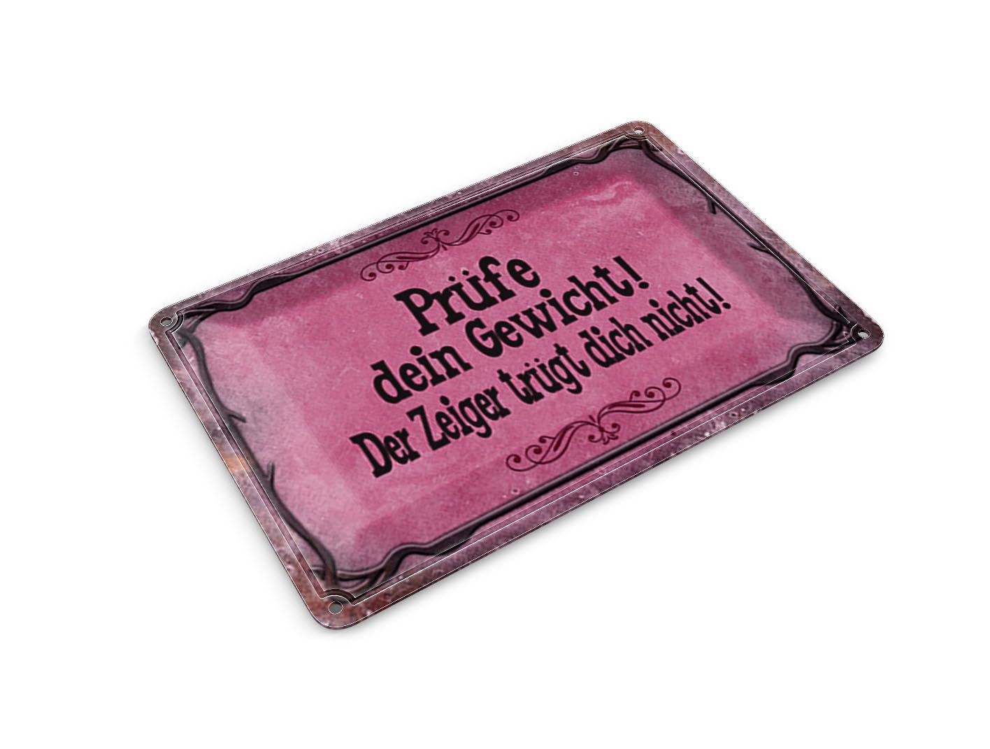 Femer Tin Postcard Saying 14 x 10 cm Check Your Weight of the Hands Decorative Sign