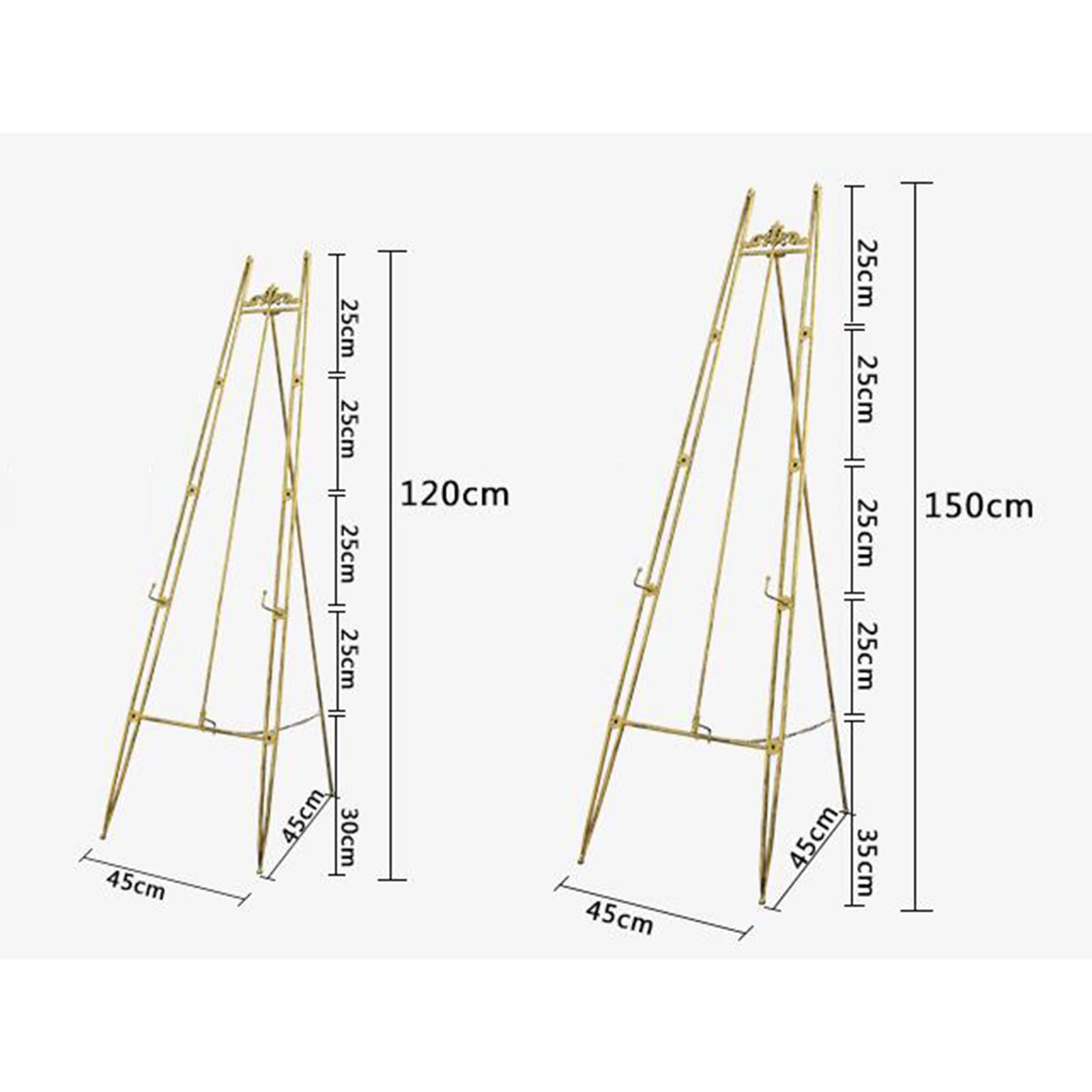 NZPOST Cavalletto Bianco/Nero/Oro per Matrimonio - Cavalletto espositivo Portatile Pieghevole Alto 120/150 cm - Cavalletto per artisti per Pittura Interna ed Esterna (Nero 120
