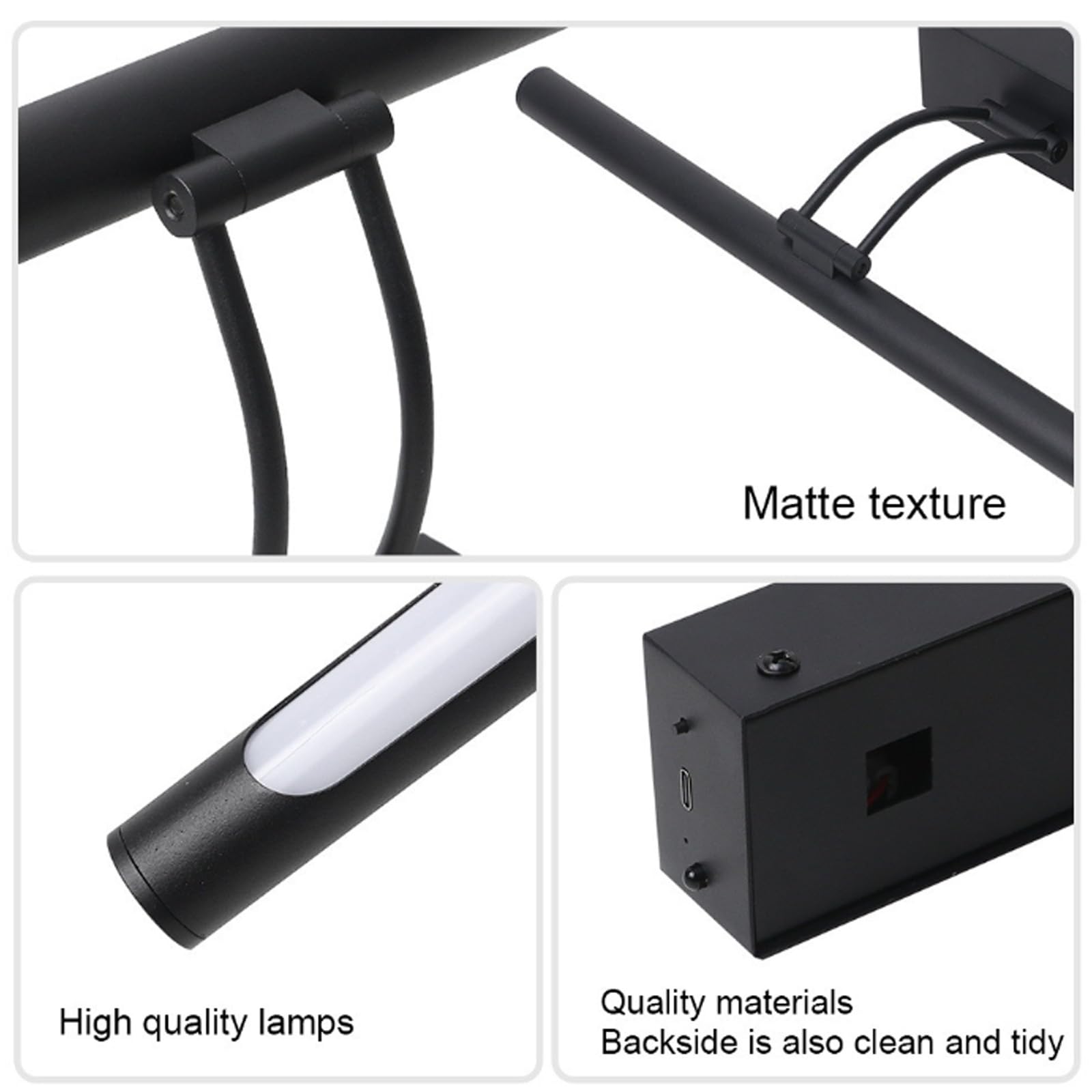 LED Bagno Specchio Lampada da Parete Tattile Controllo Interruttore Luce da Parete Telecomando Dimmerabile Applique da Parete USB Ricaricabile Rotazione per Soggiorno (Oro)