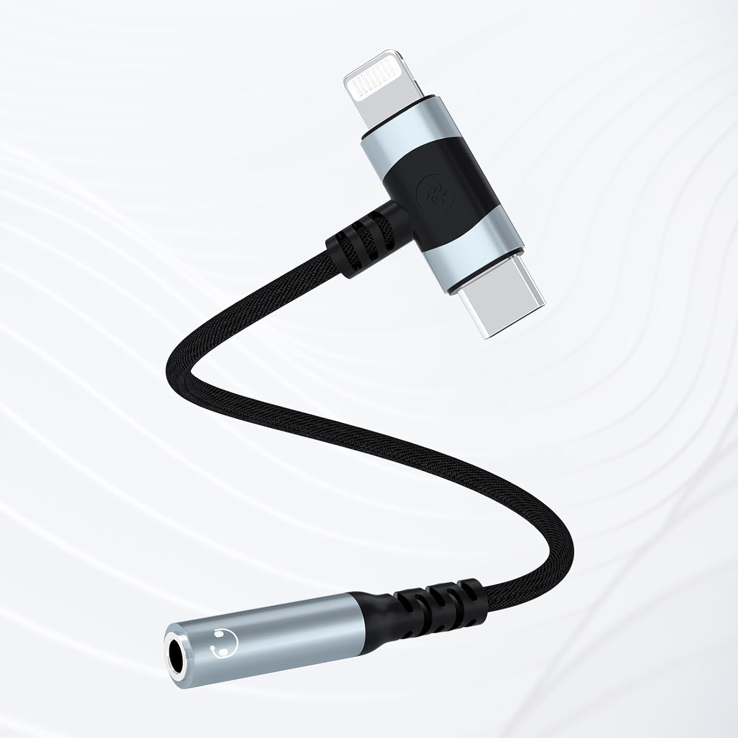 QAWESDX Headphone Adapter Compatible with i Phone 15 14 13, 2-in-1 Type-C & L-Port to 3.5mm Female Headphone Jack, HiFi Aux Audio Dongle Durable Cable