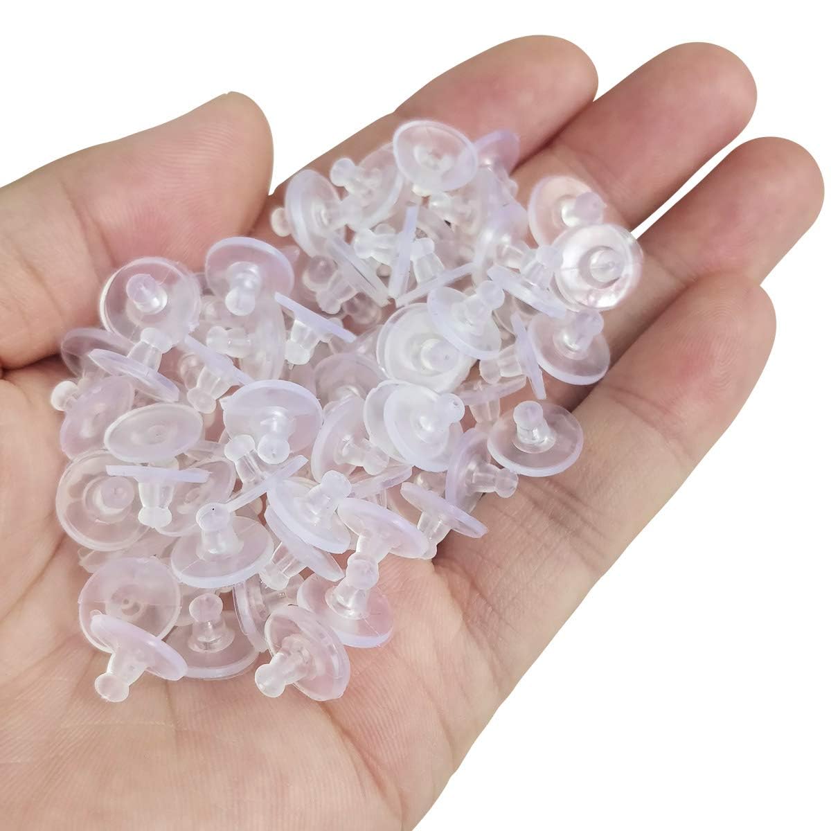 Moud Jewels 200 Pcs Or 100 Pairs Approx of Clear (No Colour-Tansparent) Silicone Earrings Back Stopper / Silicone Earring Backs/ Clear Rubber Earring Backs/ Earring Safety Back Stopper/ Bluish Silicone Long Nose Back Stoppers/ Earring Push Buttons/ F (B0CLCS7DF8) Amazon Price History, Amazon Price Tracker