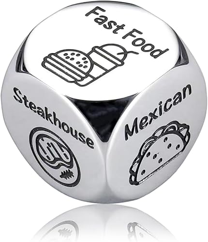 LETAJOY Food Decision Dice,Valentines Day Gifts for Him Her Date Night Dice for Couples Dinner Choice Dice Metal for Boyfriend Girlfriend