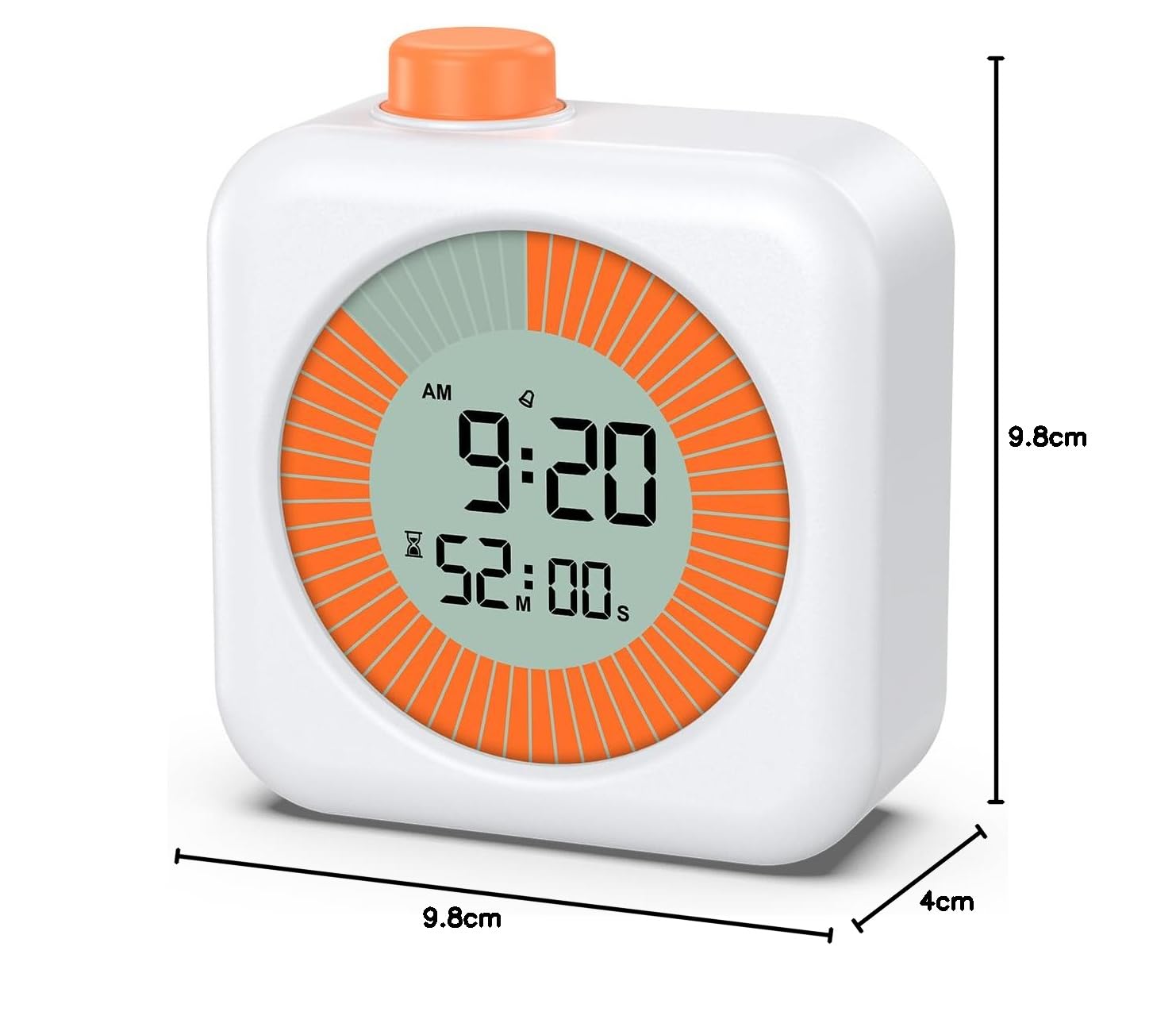 ORIA Cyfrowy timer wizualny, 3 w 1, minutnik kuchenny z timerem/zegarem/funkcją alarmu, ekran LCD, 12/24 h, odliczanie 60 minut, timer do fitnessu, urody, gry, biały